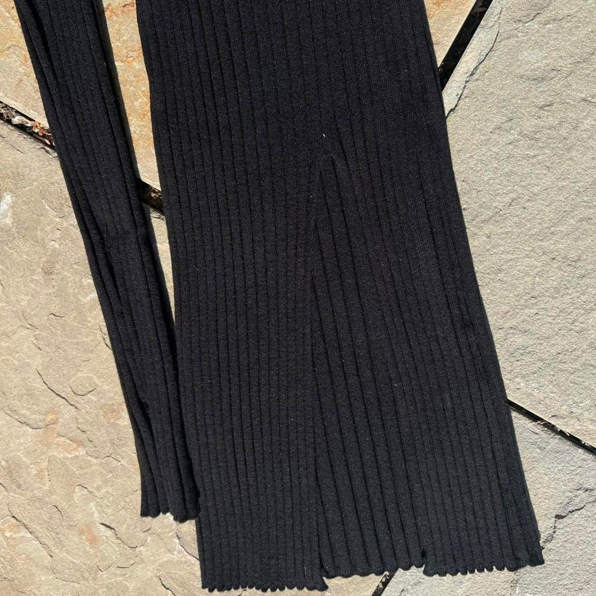 2 Piece Vertical Texture Knit V-Neck Sweater Split Skirt Set
