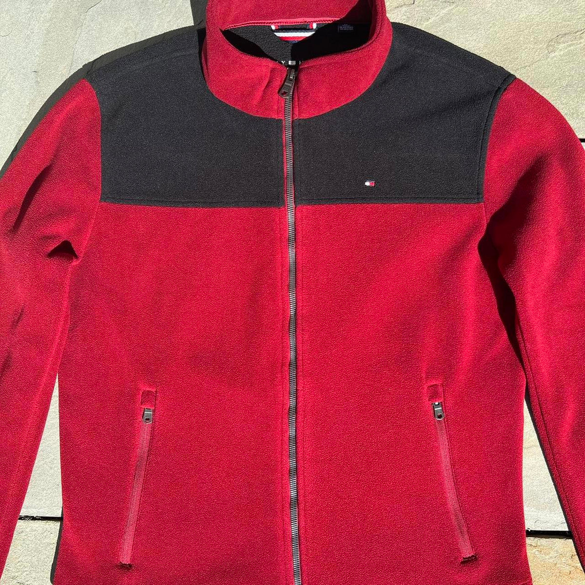 Tommy Hilfiger Red and Black Colorblock Fleece Jacket