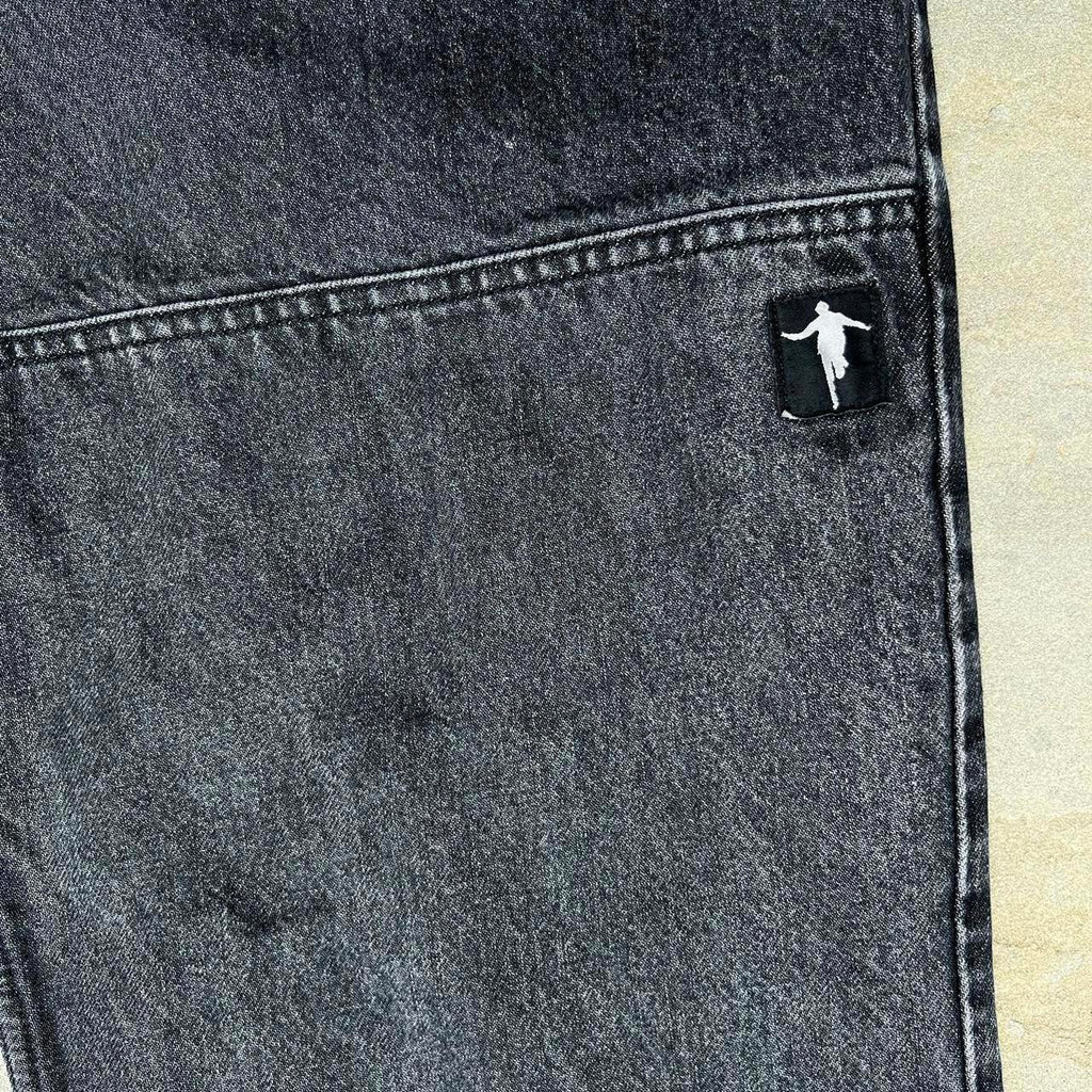 Hockey Double Knee Black Washed Denim Jeans