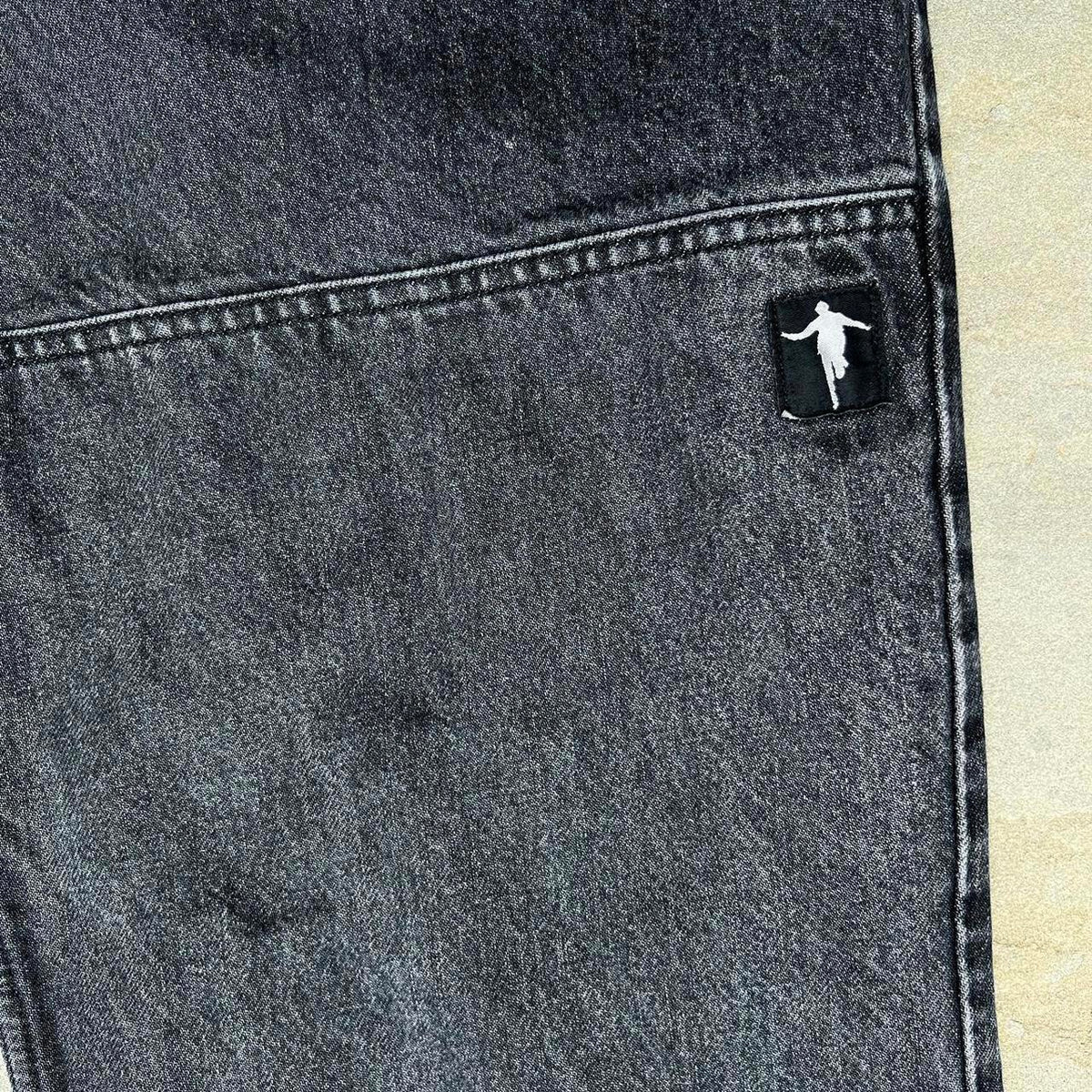 Hockey Double Knee Black Washed Denim Jeans