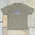 Neo-Vintage Y2K USA Olive Green Graphic T-shirt
