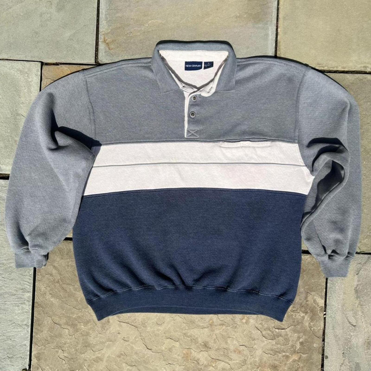 Vintage Y2K Colorblock Cut and Sew Polo Sweater
