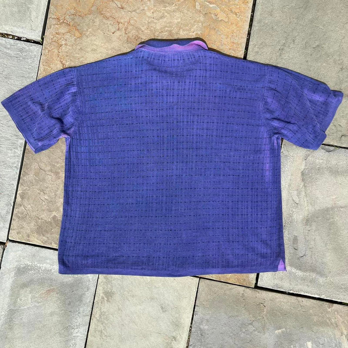 Vintage 90s Overdyed Reworked Vertical Knit Polo Shirt