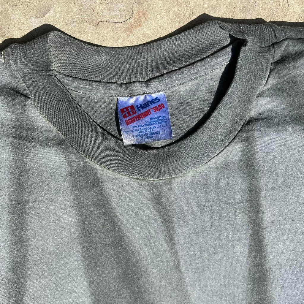 Neo-Vintage 90s Overdyed Grey Green T-shirt Made in USA