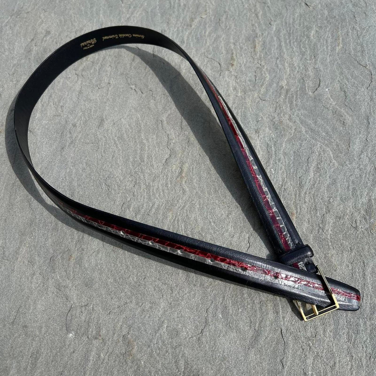 Deadstock Vintage 90s Alligator Leather Belt Made in Italy