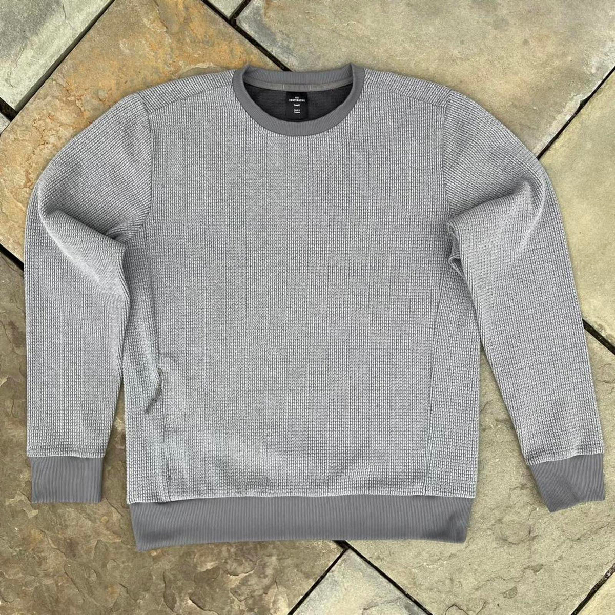 Minimalist Gorpcore Grey Textured Knit Crewneck Sweatshirt
