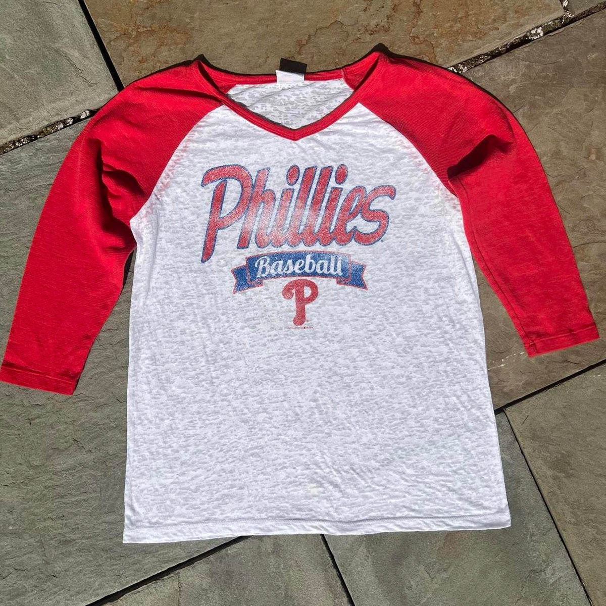 Phillies Stonewashed Distressed Raglan T-shirt