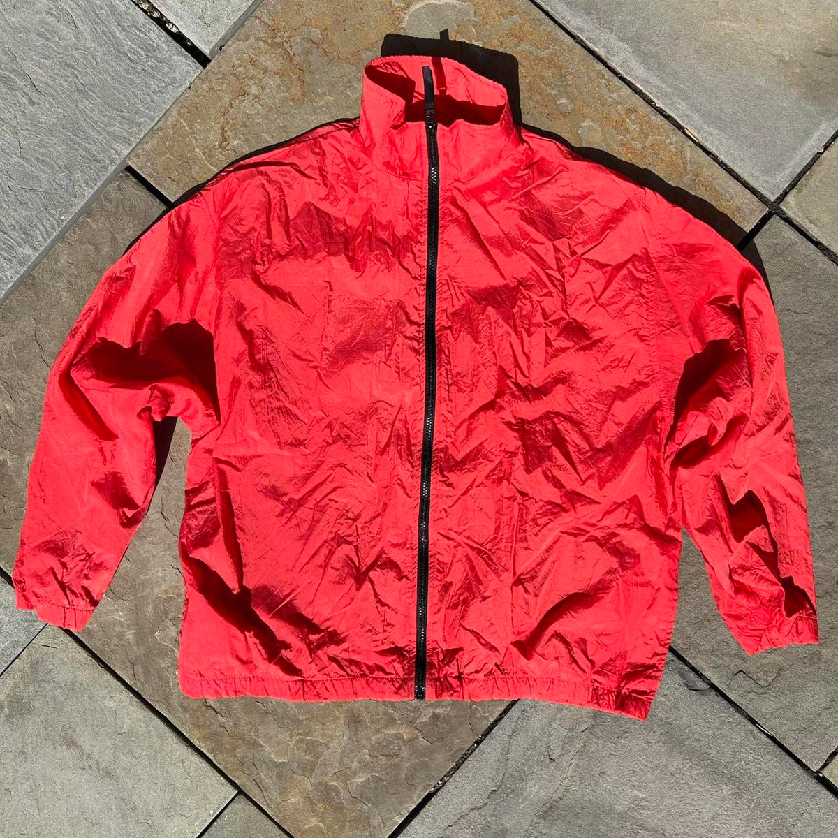 Vintage 90s European Red Black Windbreaker Track Jacket