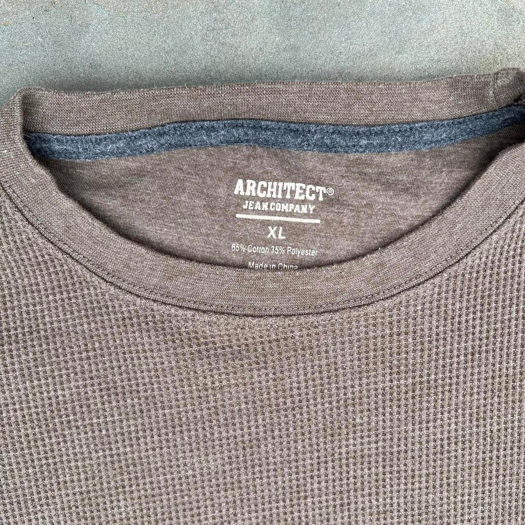 Neo-Vintage Y2K Brown Heather Waffle Knit Thermal