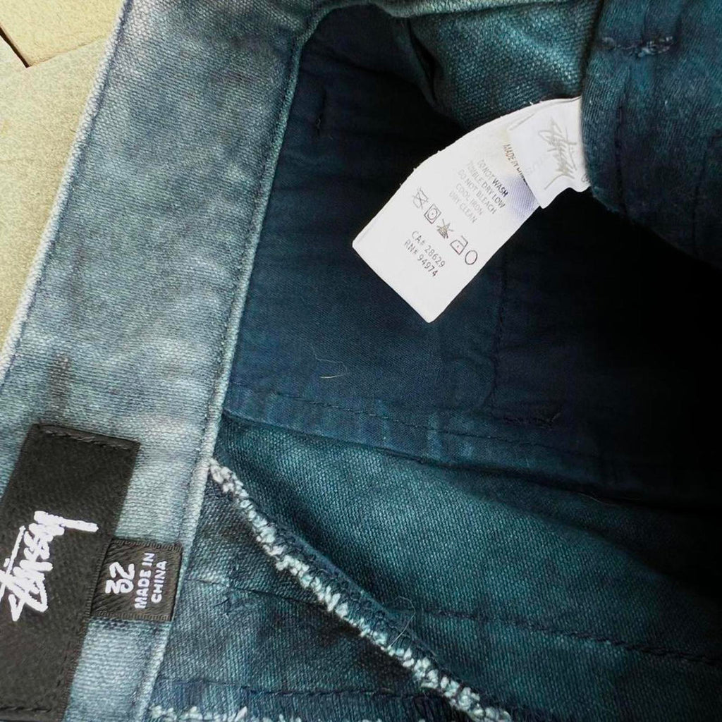 Stussy Blue Garment Dye Canvas Volume Pleated Trousers Pants