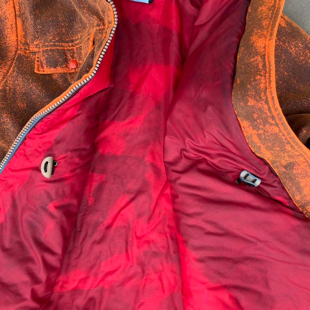 Vintage 80s Pigment Painted 2-way Zipper Coat Made in USA
