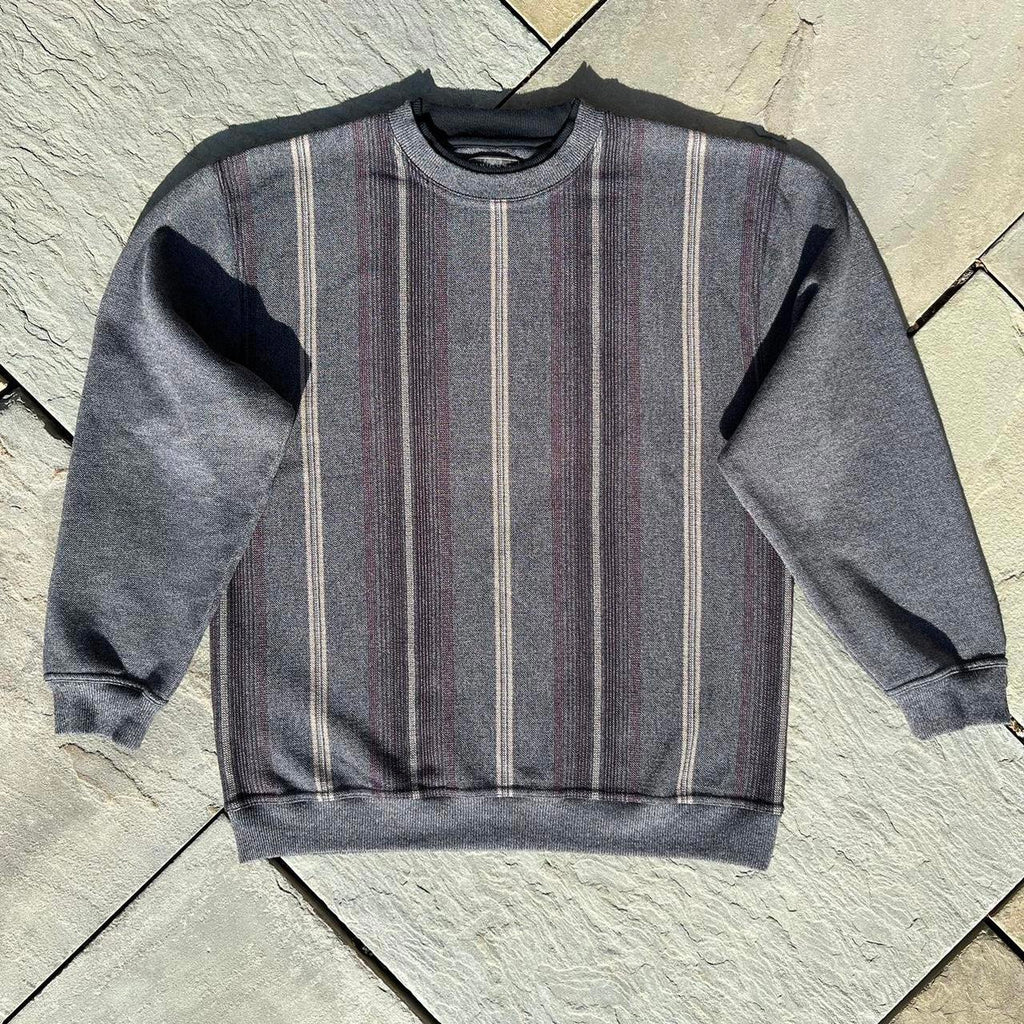 Y2K Varied Vertical Stripe Double Crewneck Sweater