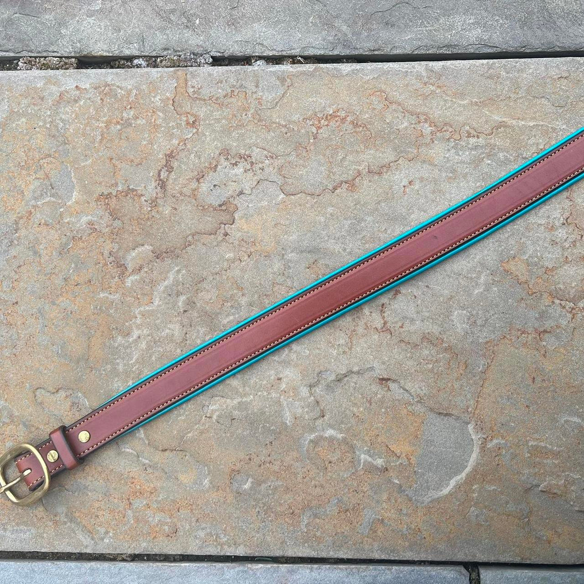 Y2K Brown + Teal Leather Belt