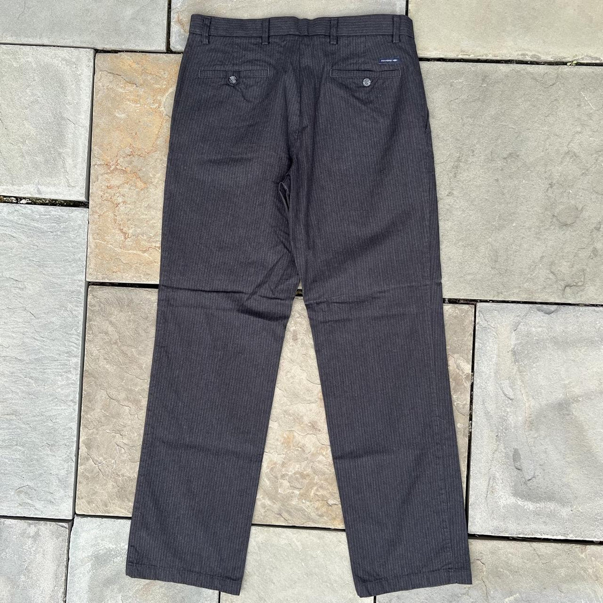Dark Gray Pinstripe Flat Front Dress Pants