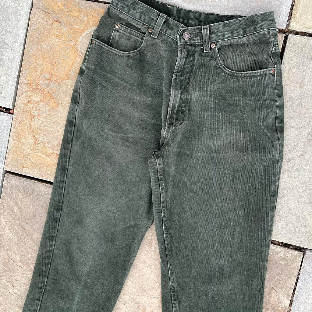 Vintage 90s Dark Green Jeans Made in USA 32x27