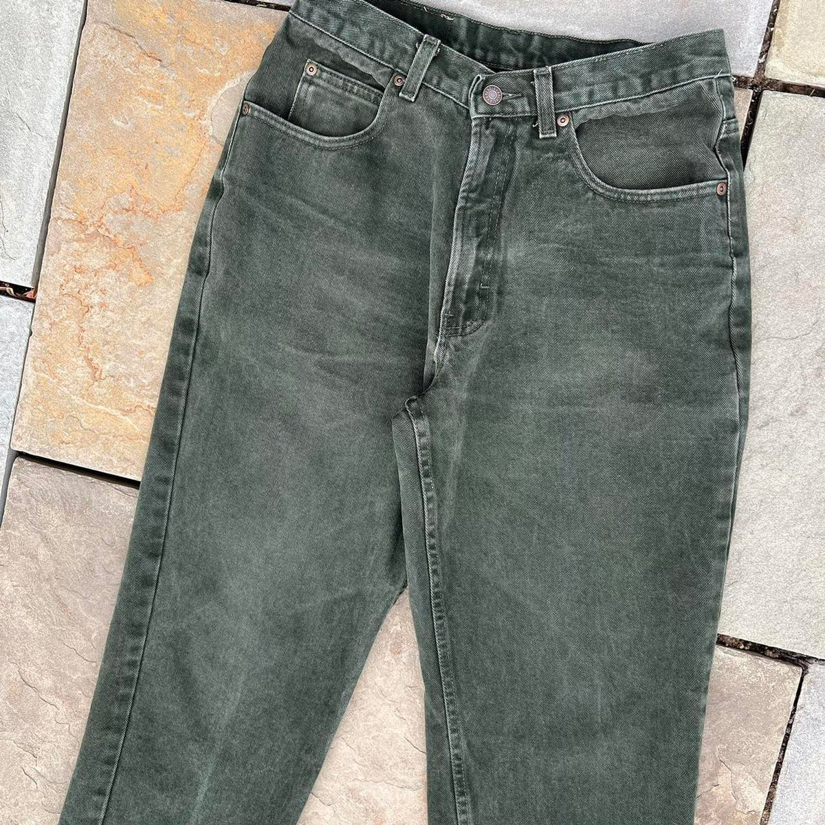 Vintage 90s Dark Green Jeans Made in USA 32x27