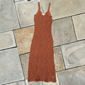 Dark Orange/Brown Mesh Knit Maxi Dress