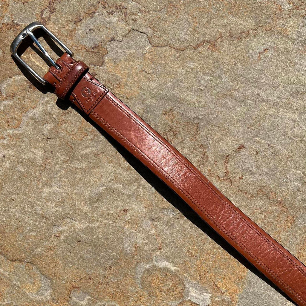 Y2K Light Brown Double Stitched Leather Belt