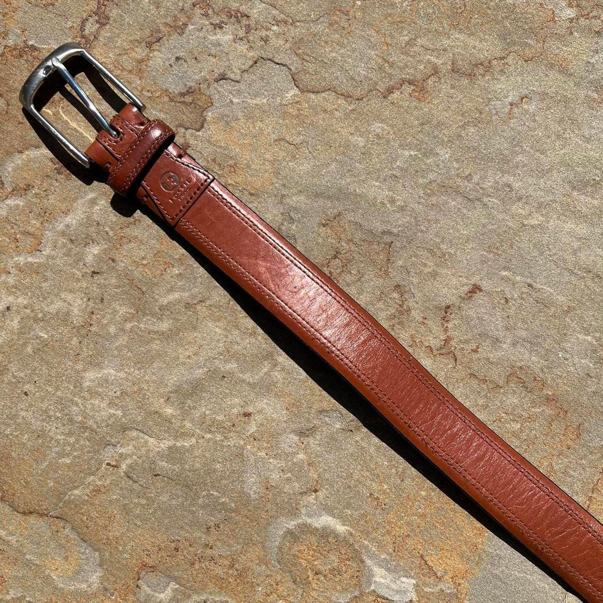 Y2K Light Brown Double Stitched Leather Belt