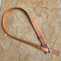 Y2K Light Brown Leather Hole Punch Design Belt Made in Italy