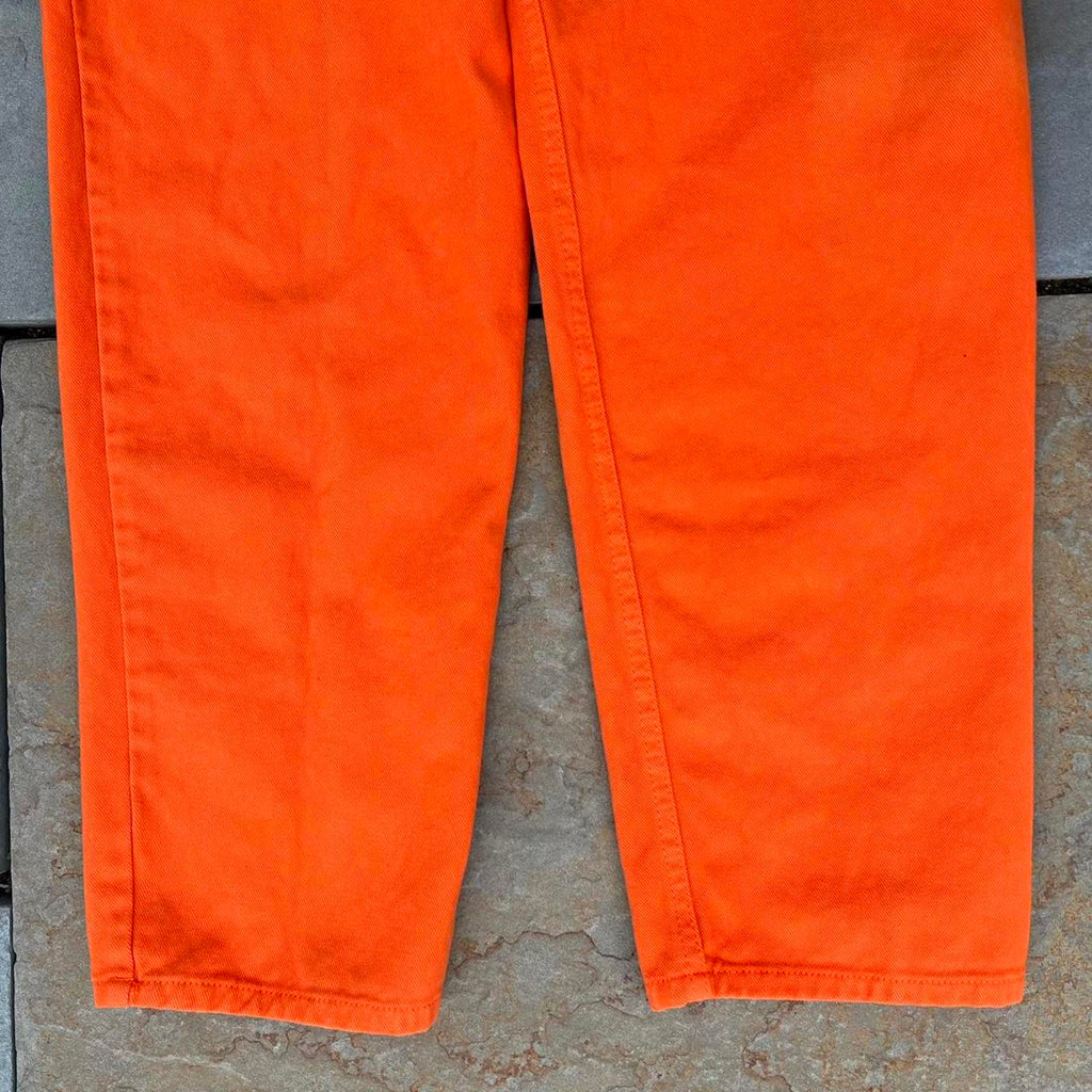 Neo-Vintage 90s Orange Denim Pleated Jeans
