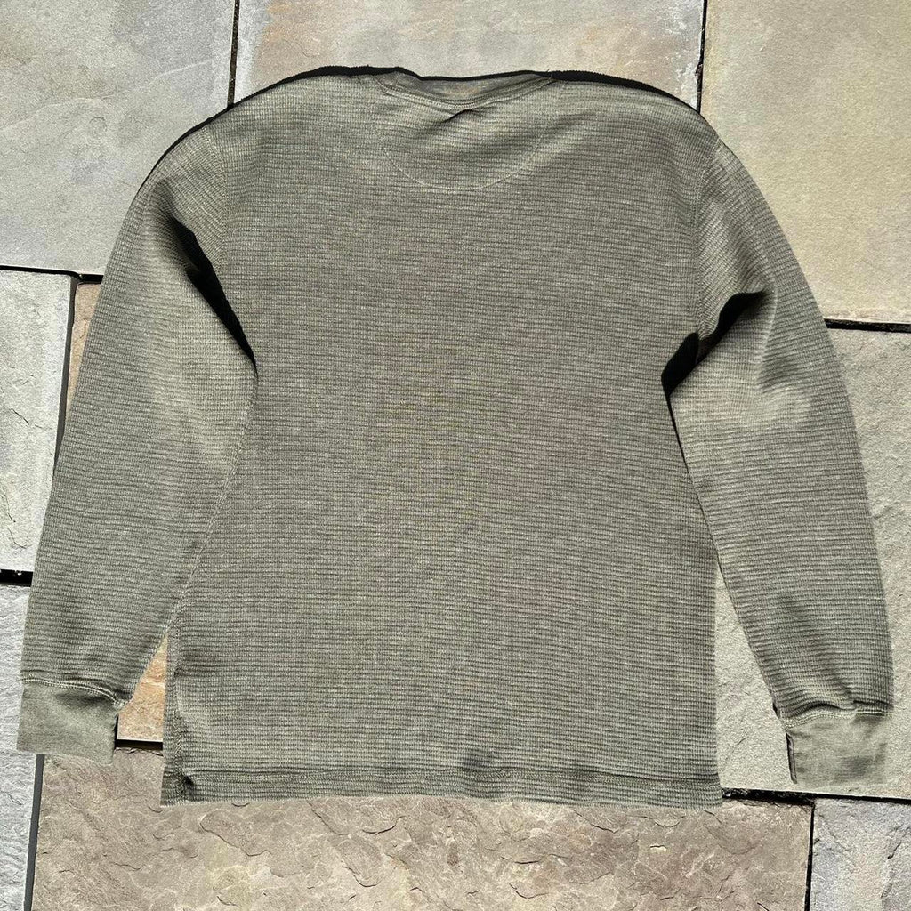 Pale Olive Heather Waffle Knit Thermal