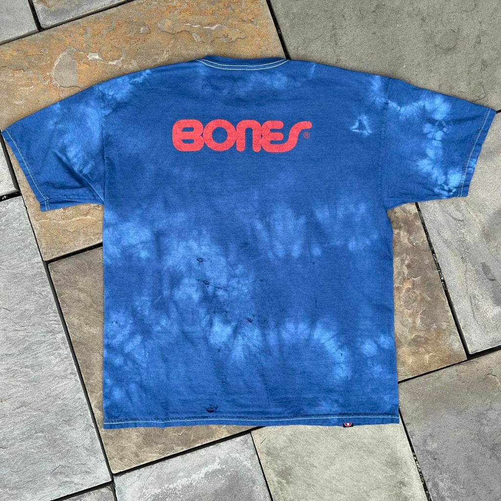 Distressed Blue Tie Dye Bones Swiss Bearings Skate Tee