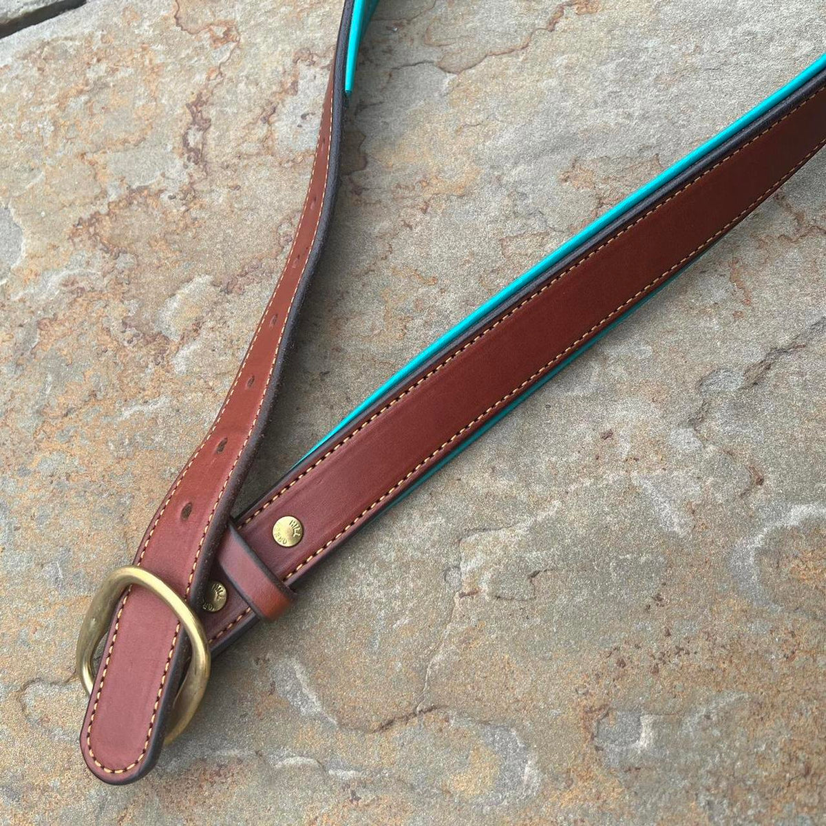 Y2K Brown + Teal Leather Belt