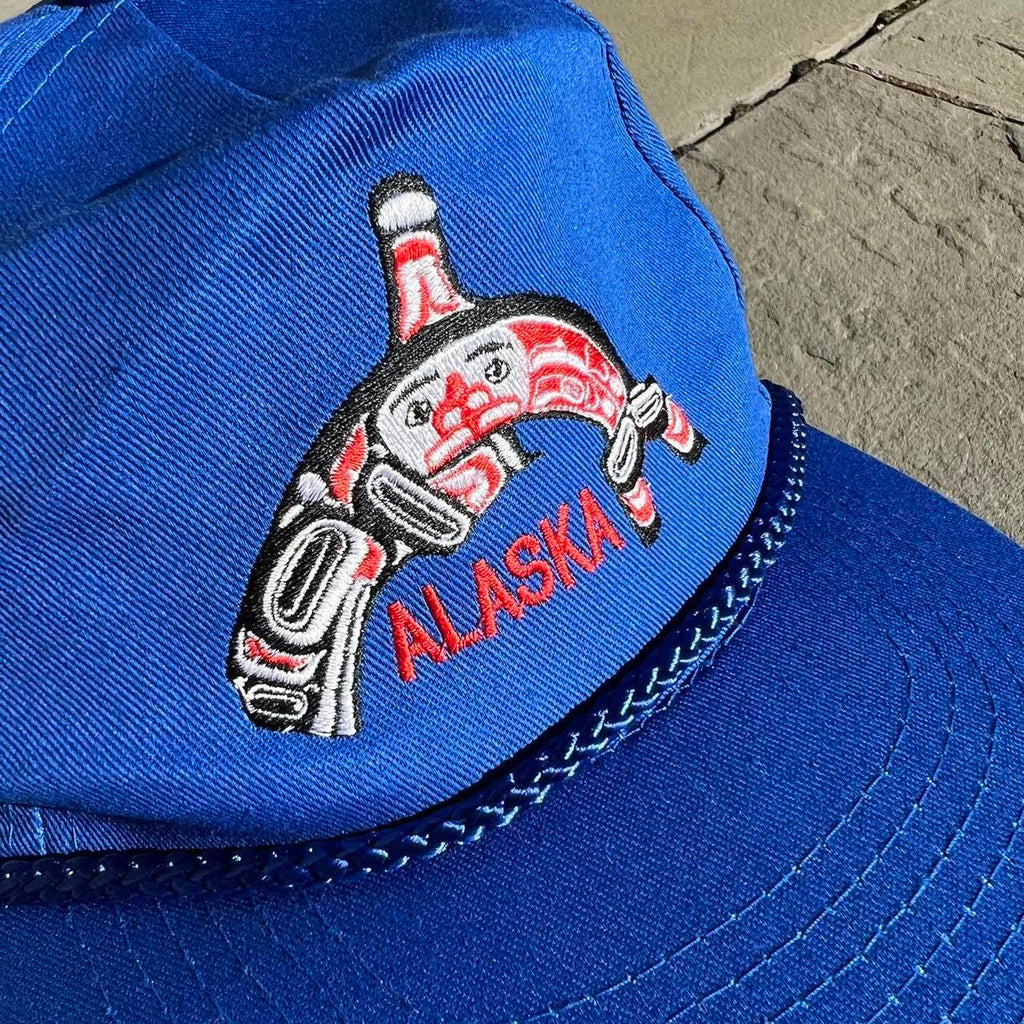 Neo-Vintage 90s Blue Alaska Whale Rope Snap Back Dad Hat