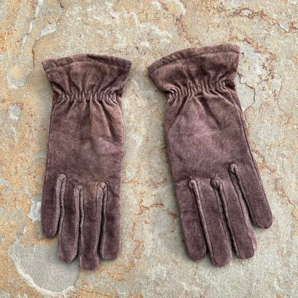 Y2K Brown Suede Leather Gloves