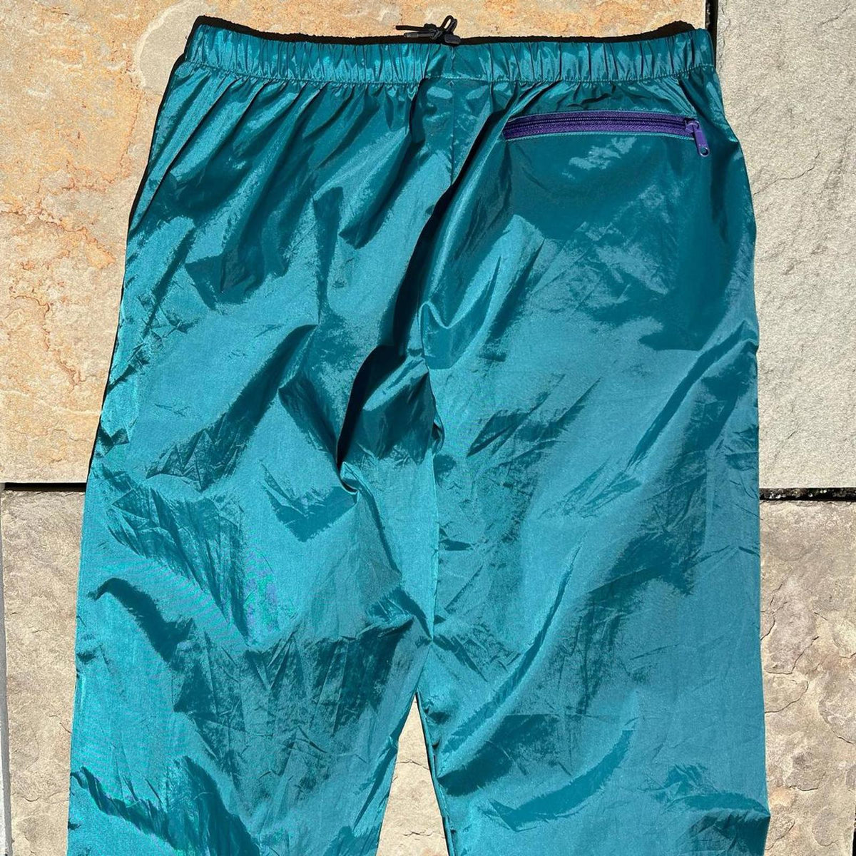 Y2K Turquoise + Purple Trim Gorpcore Rain Pants