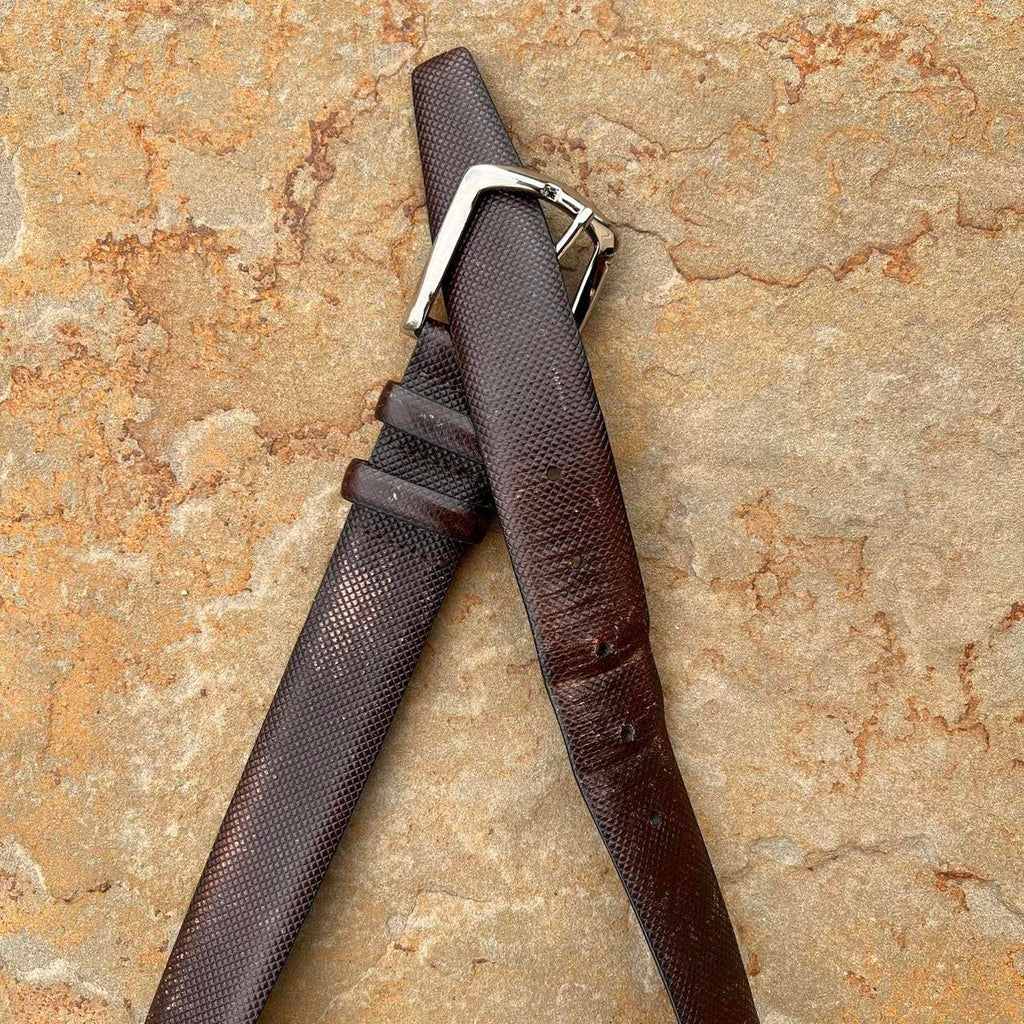 Vintage 90s Dark Brown Embossed Italian Leather Belt