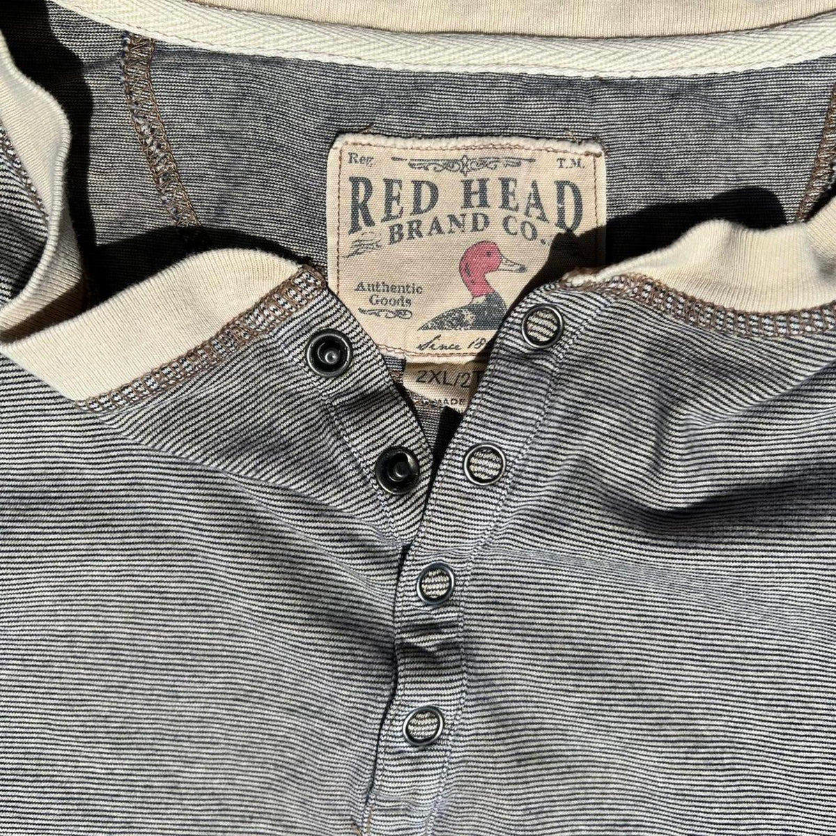 Tan + Blue Micro Stripe Snap Button Henley