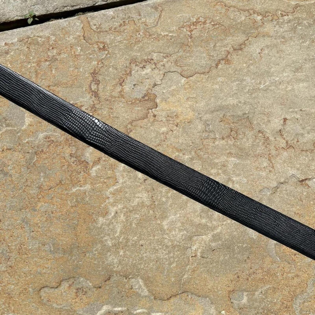Vintage 80s Black Blue Leather Belt