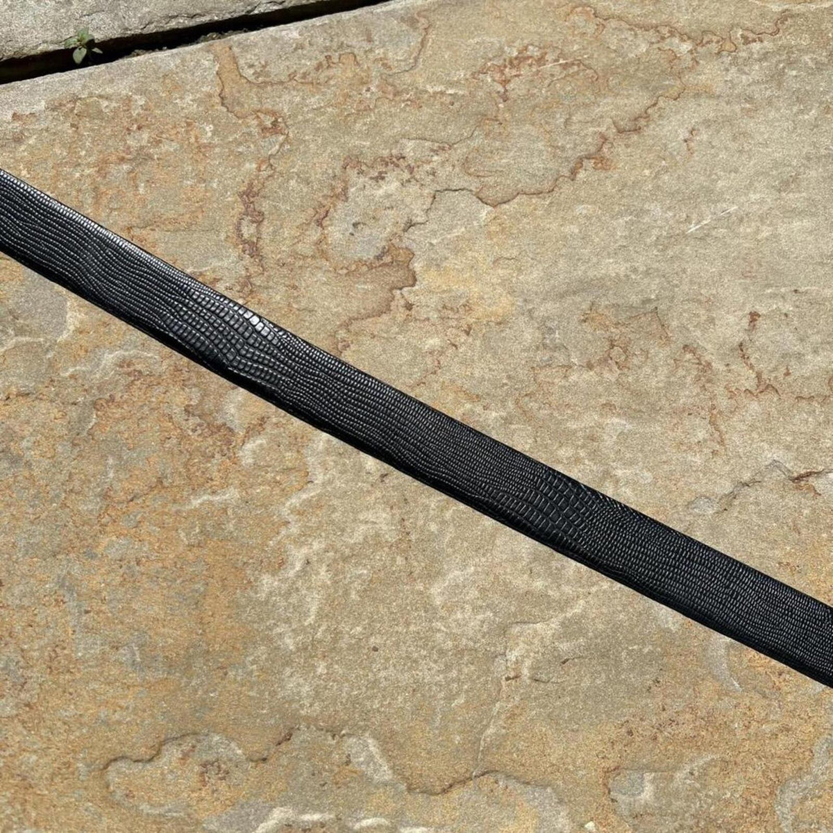Vintage 80s Black Blue Leather Belt
