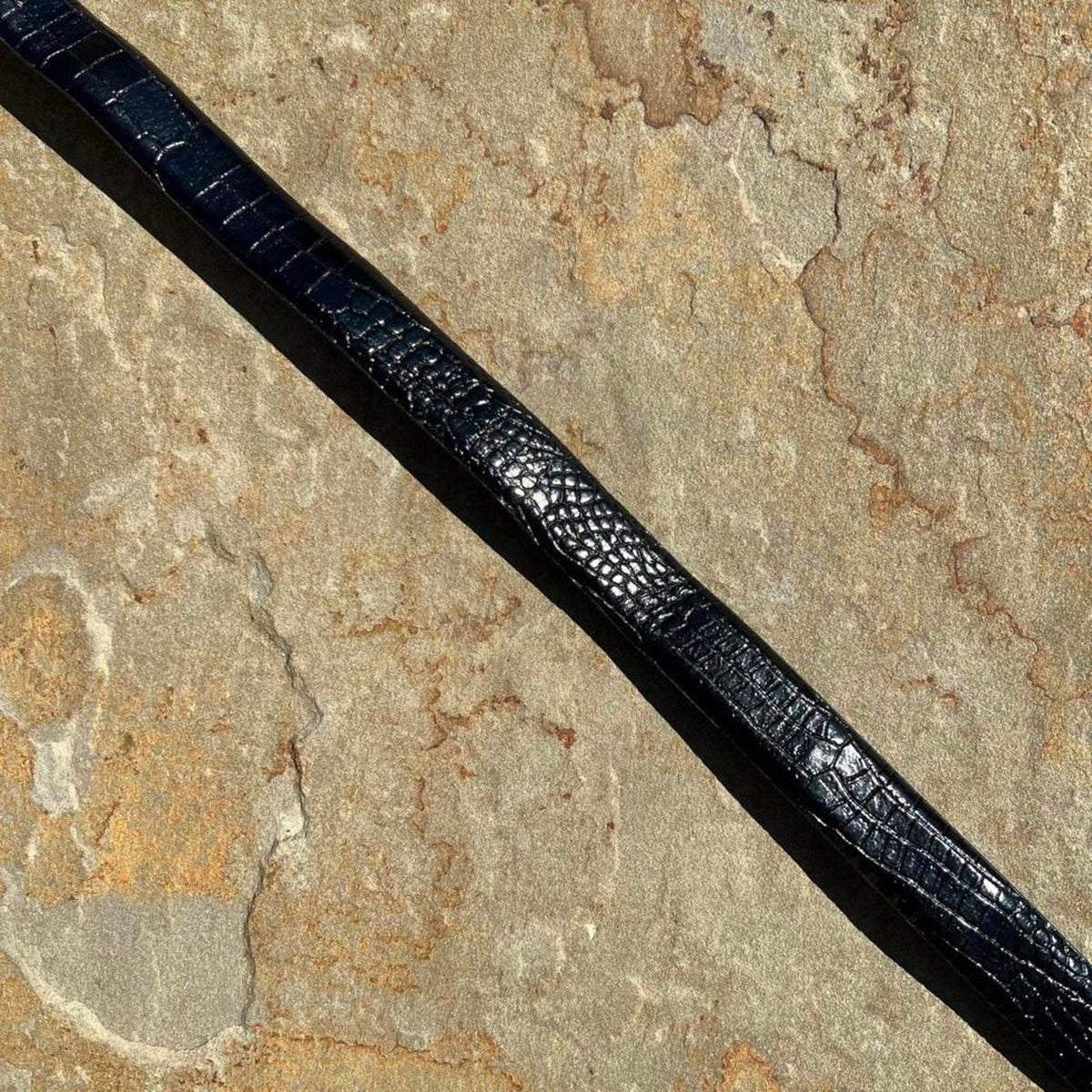 Y2K Black Leather Croc Embossed Belt