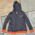 University of Miami Grey Heather + Orange Open Hoodie