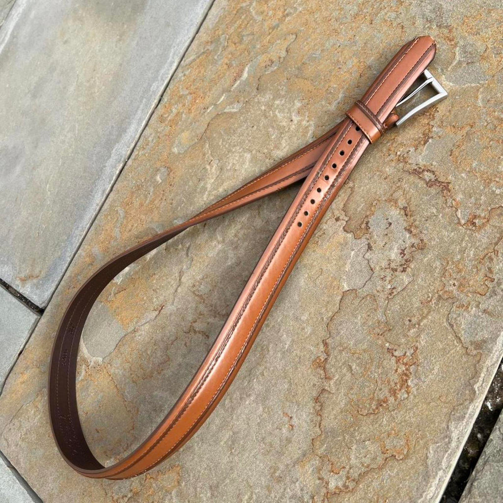 Y2K Brown Leather Rib Belt