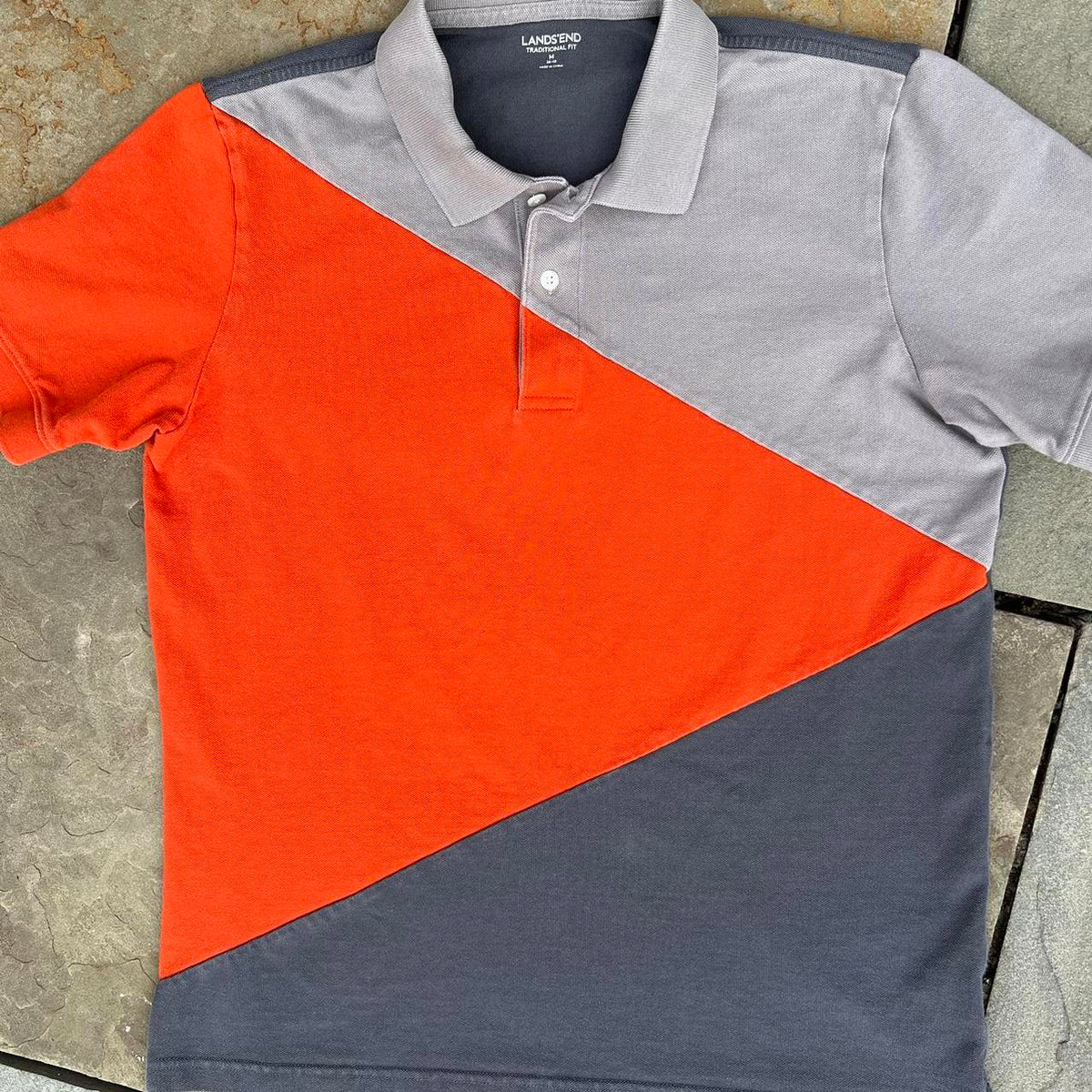 Colorblock Cut and Sew Geometric Pique Polo