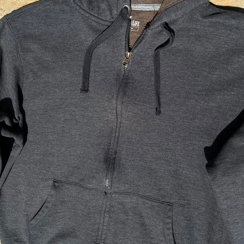 Dark Grey Heather Zip Hoodie