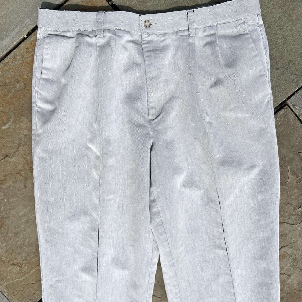 Neo-Vintage Greige Distressed Pleated Trousers