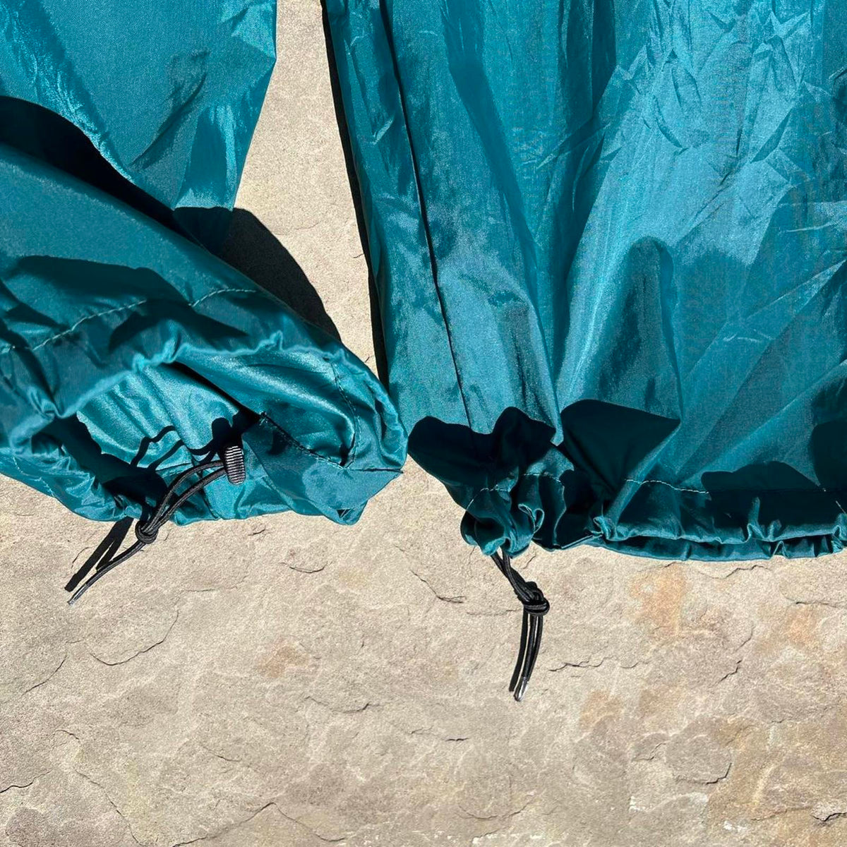 Y2K Turquoise + Purple Trim Gorpcore Rain Pants