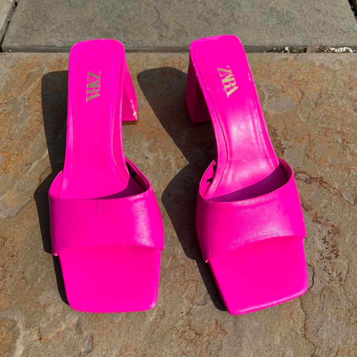 Hot Pink Mule Heels