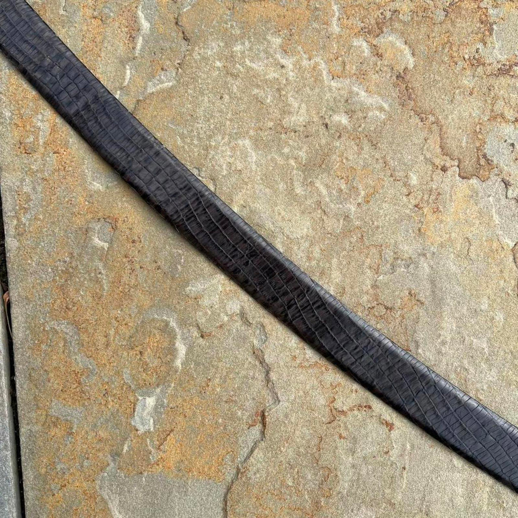 Vintage 90s Designer Dark Brown Croc Embossed Leather Belt