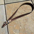 Y2K Tan + Brown Two Tone Leather Metal Tip Belt
