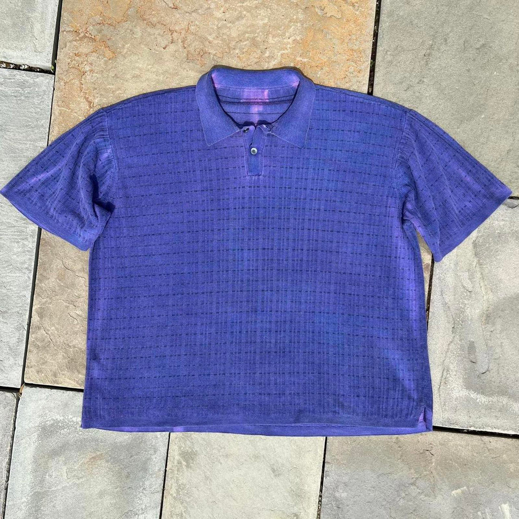 Vintage 90s Overdyed Reworked Vertical Knit Polo Shirt