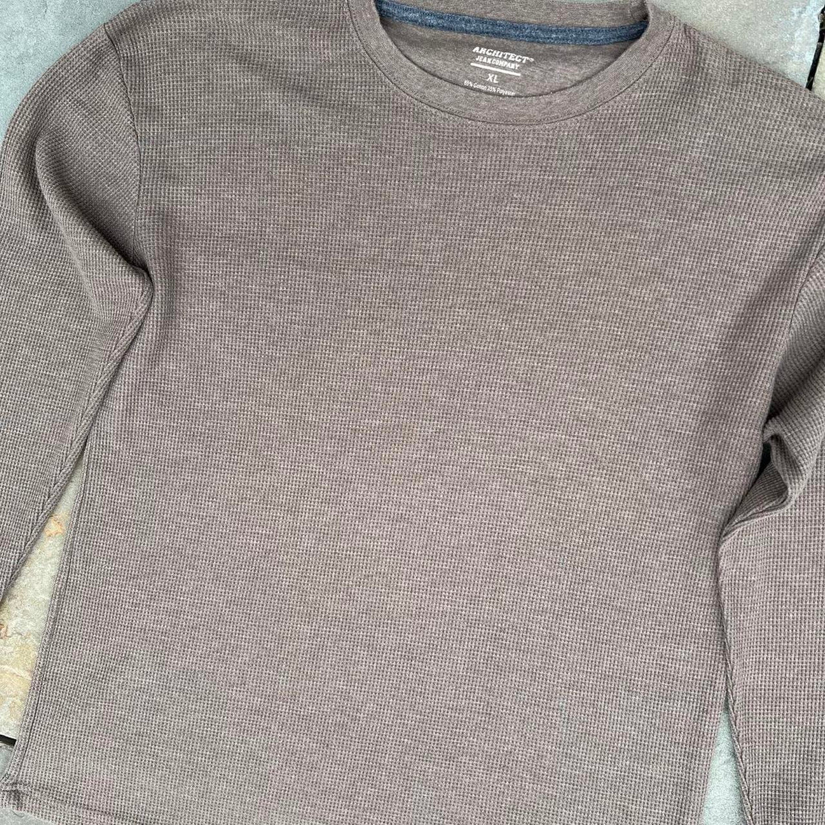 Neo-Vintage Y2K Brown Heather Waffle Knit Thermal