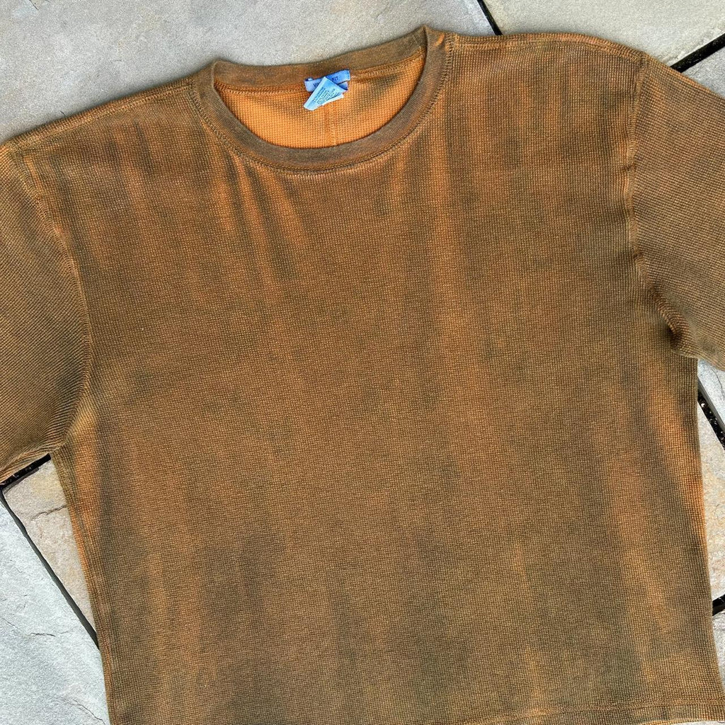Neo-Vintage Early Y2K Brown Orange Overdyed Thermal Tee