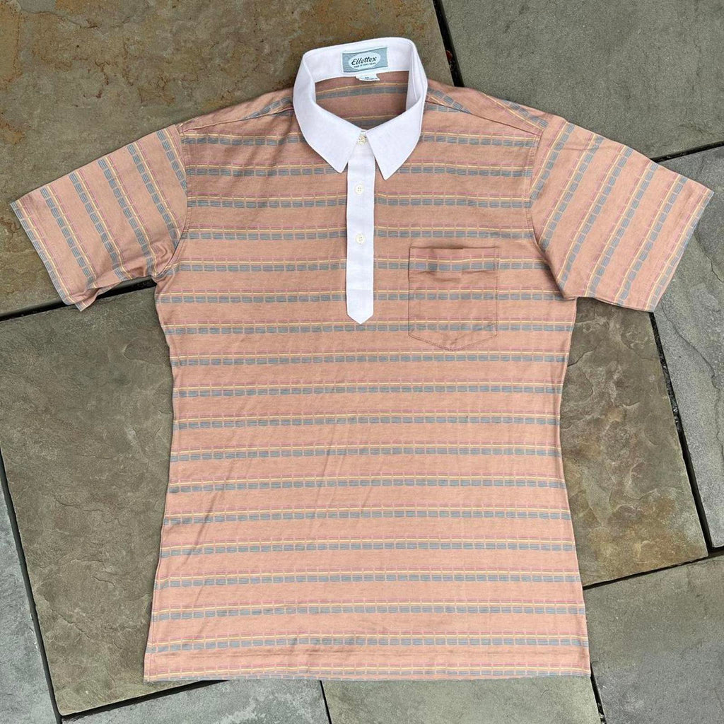 Vintage 80s Multi Stripe Contrast Collar Polo