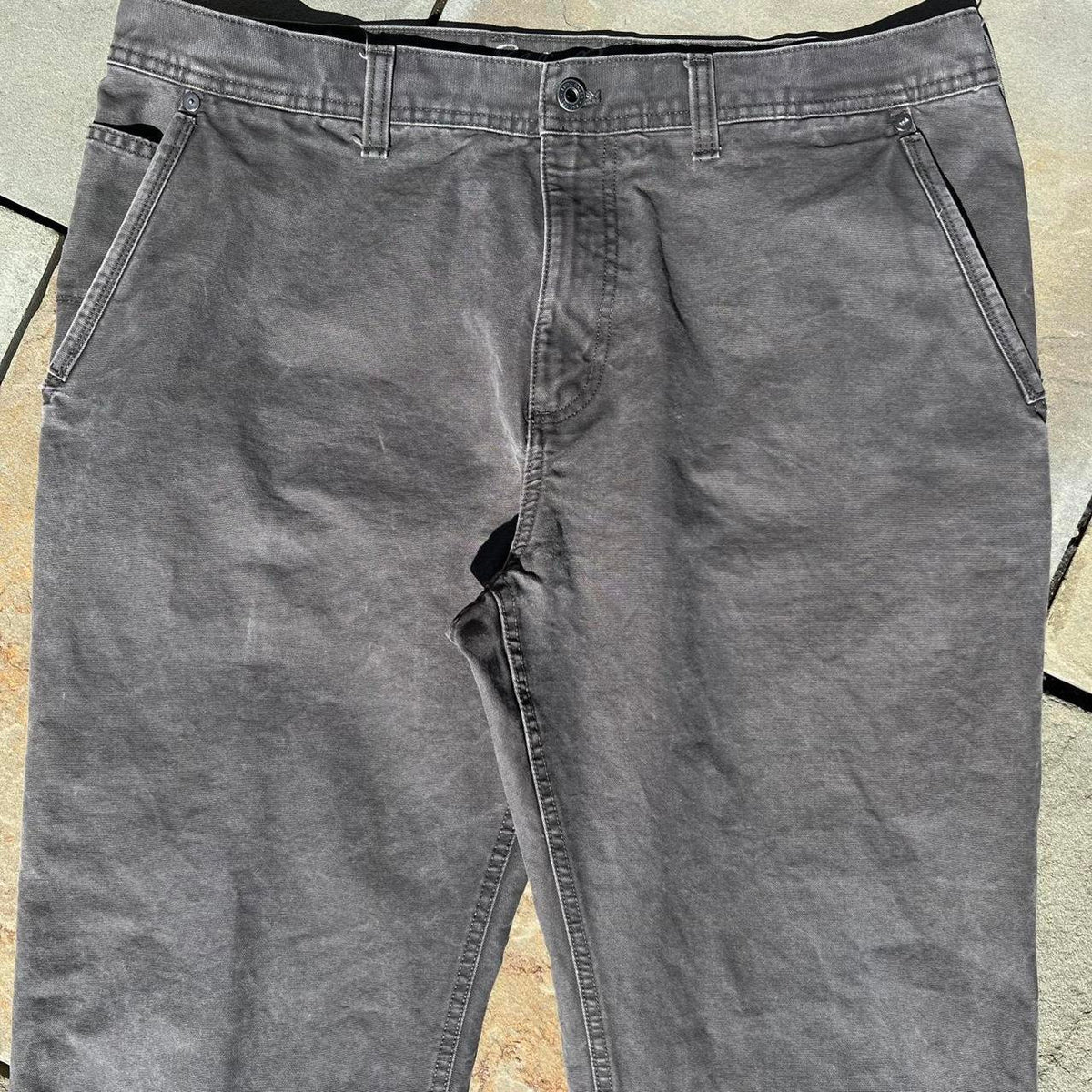 Garment Dyed Grey Canvas Utility Work Pants